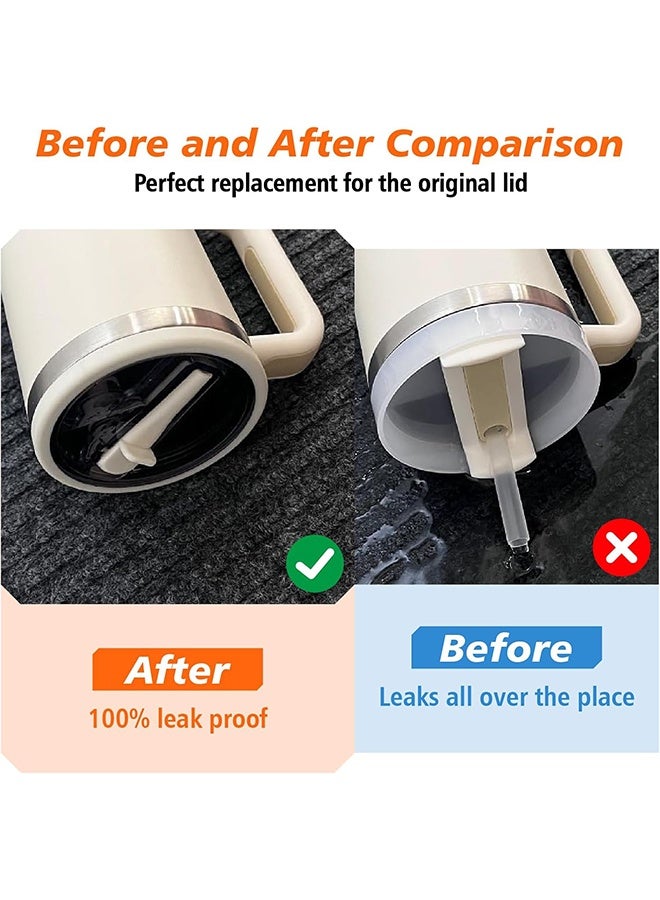 بكومور عبوة من قطعتين فاخرتين من أغطية أكواب ستانلي كوينشر سعة 40 أونصة مع شفاطة قابلة للطي - مانعة للتسرب والانسكاب، مناسبة لأكواب ستانلي كوينشر سعة 40 أونصة، ملحقات أكواب قابلة لإعادة الاستخدام وخالية من مادة BPA - Image 3